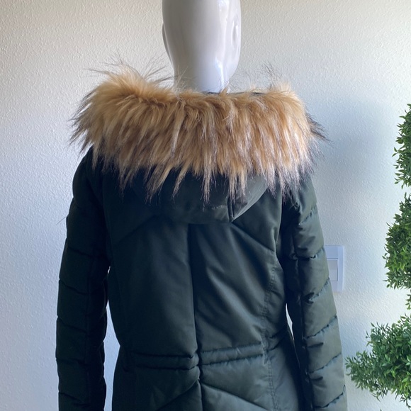 Guess Olive Green Puffer Parka Coat - Picture 4 of 15